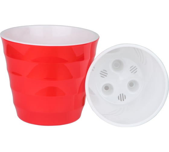Пластиковый горшок с вкладкой liveingreen Лаура красный, диам. 20 см ...