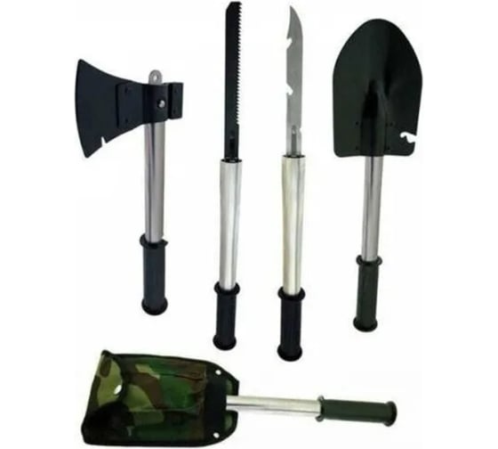Дорожная лопата URM 4 предмета, лопата, топорик, пила, нож, в сумке D00784