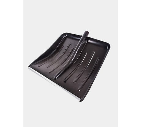 Снеговая пластиковая лопата ЛЕТО 430x435 мм, оцинкованная накладка, черная №1 без черенка 1237