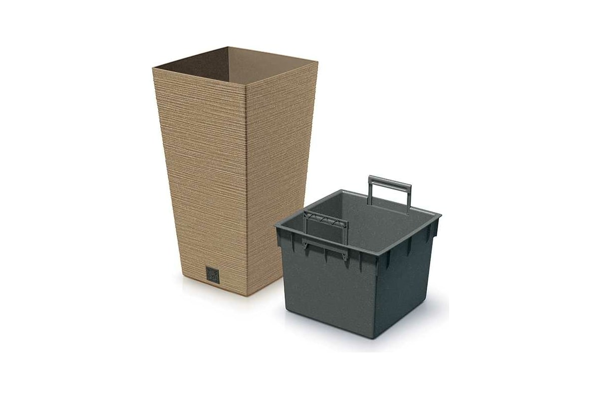 Высокое кашпо с вкладышем Prosperplast DFSH265W4665W FURU SQUARE ECO ...