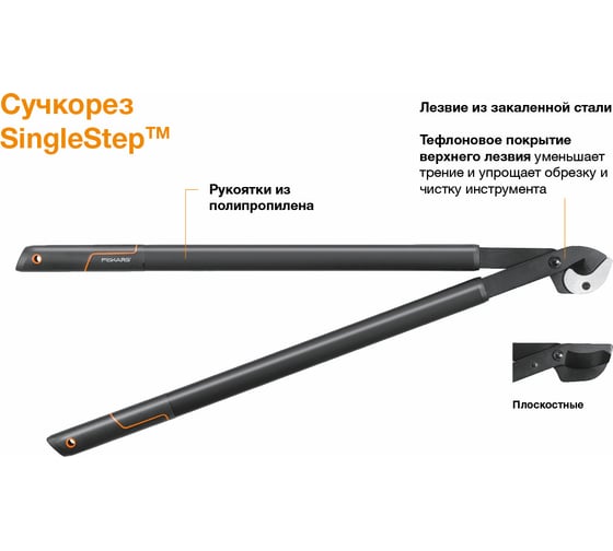 Большой плоскостной сучкорез Fiskars L 38 1001426 (112460) с загнутыми лезвиям