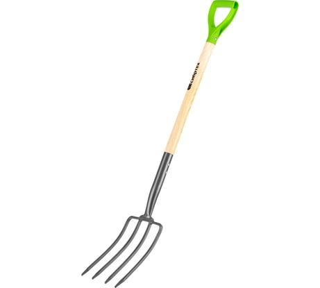 Огородные 4-рогие кованые вилы СИБРТЕХ 195х295х1165 мм, деревянный лакированный черенок 61380