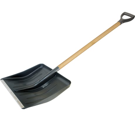 Лопата для снега Без бренда 420x425 мм, деревянный черенок, диаметр 32 мм, с ручкой 68104-2