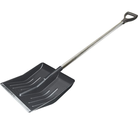 Лопата для снега Без бренда 390x490 мм, алюминиевый черенок, диаметр 32 мм, с ручкой 68102-3