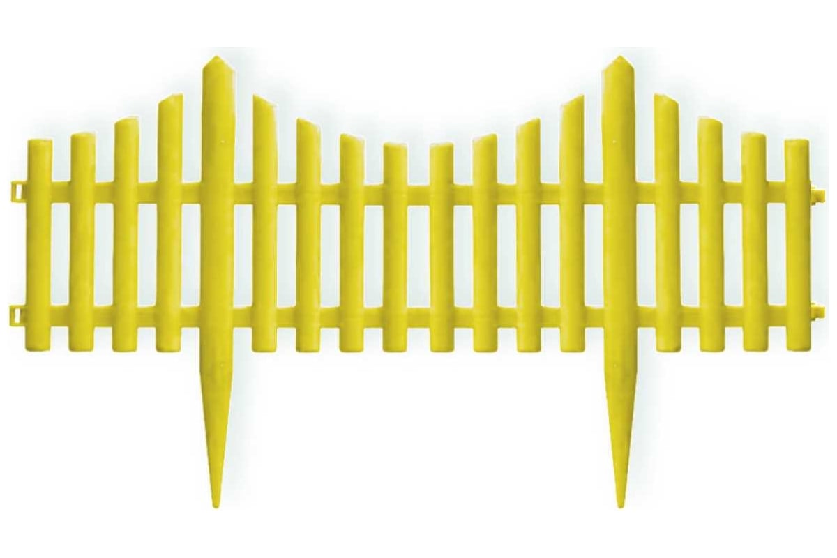 Садовое ограждение ПОЛИМЕРСАД Забор декоративный №8, жёлтое, 4 шт.  ПС-ЗД8-желт
