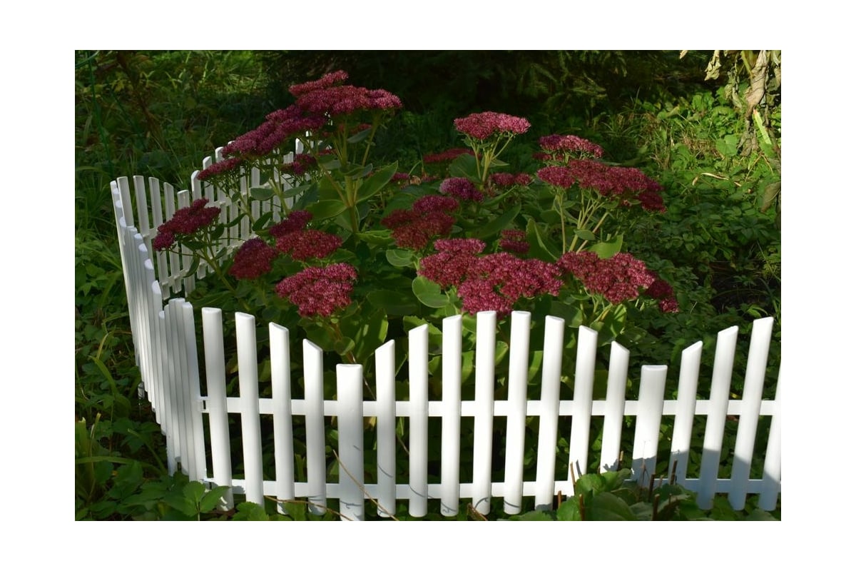 Садовое ограждение ПОЛИМЕРСАД Забор декоративный №9, белое, 4 шт. ПС ...