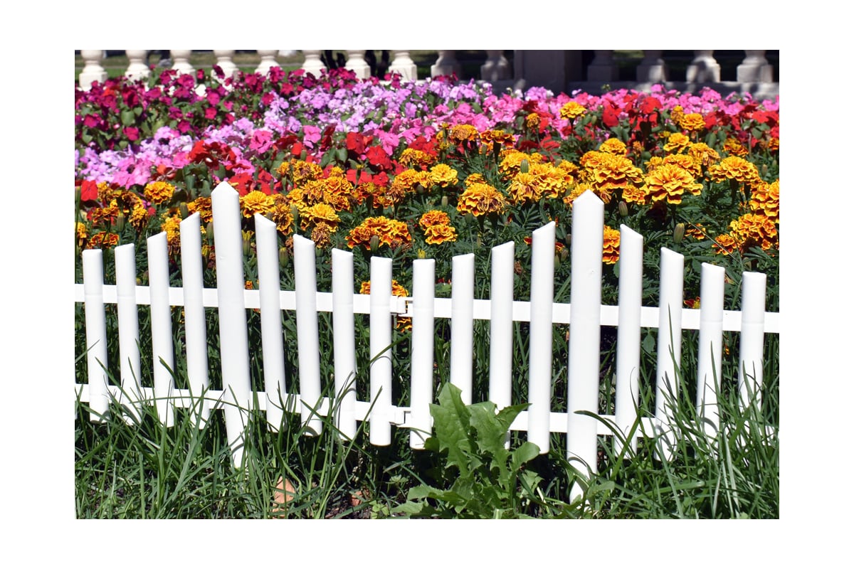 Садовое ограждение ПОЛИМЕРСАД Забор декоративный №8, белое, 4 шт. ПС ...