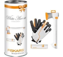 Набор топор белый + точилка + перчатки в тубусе Fiskars 129040