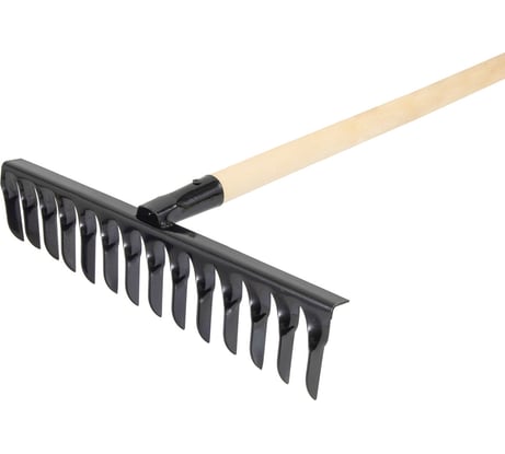 Классические усиленные грабли КЭС 410х1250 мм, 14 витых зубьев, деревянный черенок 21010079 21010079н