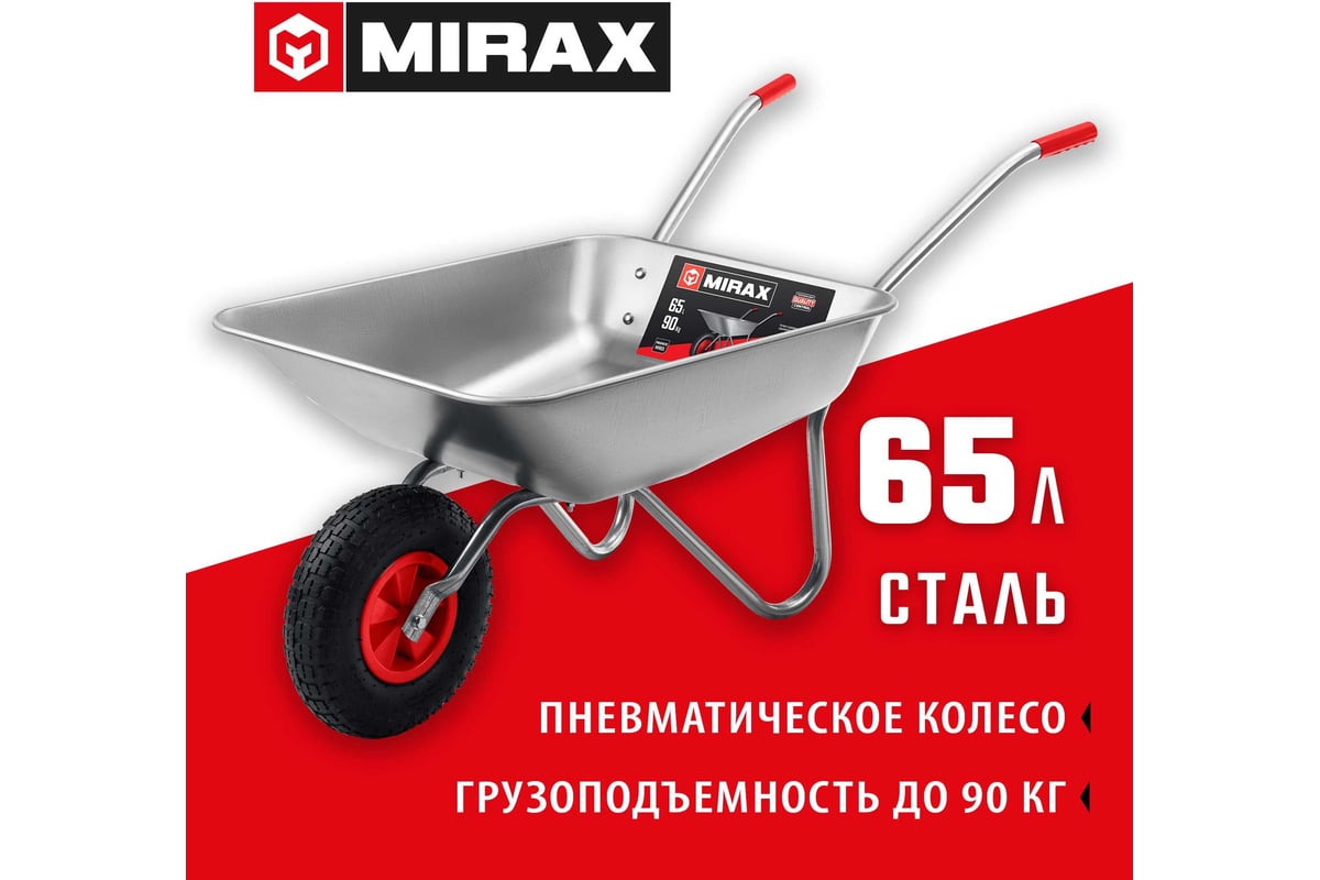 Садовая одноколесная тачка mirax mx-1 65 л, 90 кг 39900