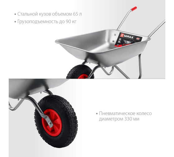 Садовая одноколесная тачка MIRAX Mx-1 65 л, 90 кг 39900