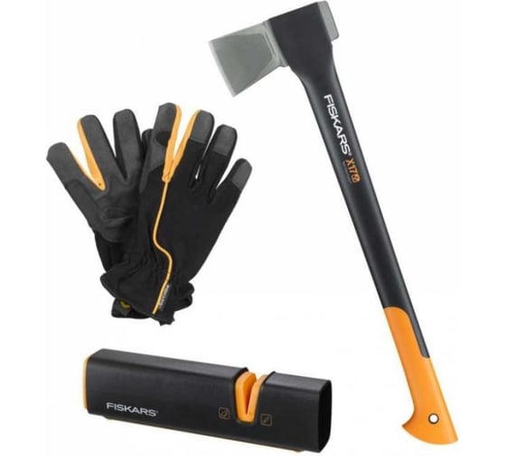 Топор-колун Х17 + перчатки + точилка Fiskars 129009