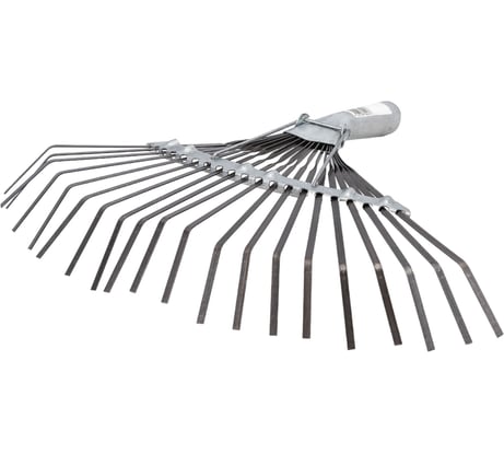 Веерные пластинчатые грабли КЭС оксидированные, ширина 385 мм, 20 зубьев, тулейка 30 мм, без черенка 21010026