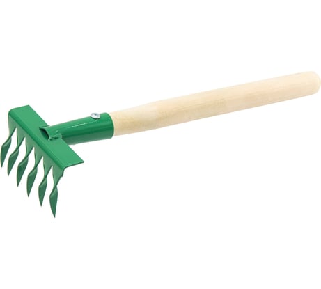 Витые 6-зубые стальные грабли КЭС 120x80x390 мм, деревянная рукоятка 21020019