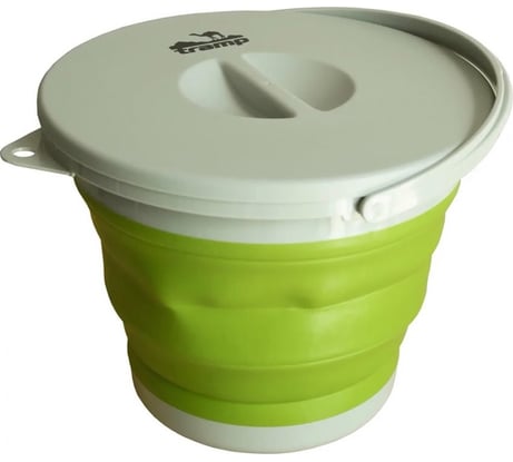 Силиконовое складное ведро Tramp 5 л, с крышкой, оливковый TRC-127