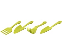 Набор садовых инструментов INBLOOM лопатка, совок для пересадки, грабельки, вилка для рыхления салатовый 182-022