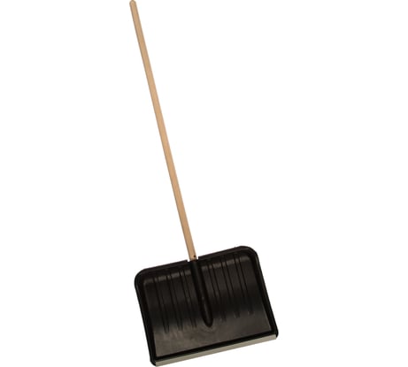 Пластиковая лопата для снега с деревянным черенком СПЕЦ Зима №5 350х475мм ЗИ-00471