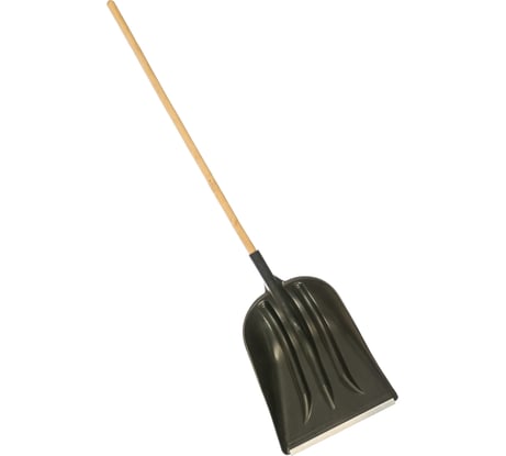 Пластиковая лопата для снега с деревянным черенком СПЕЦ Зима №6 360х460мм ЗИ-00590