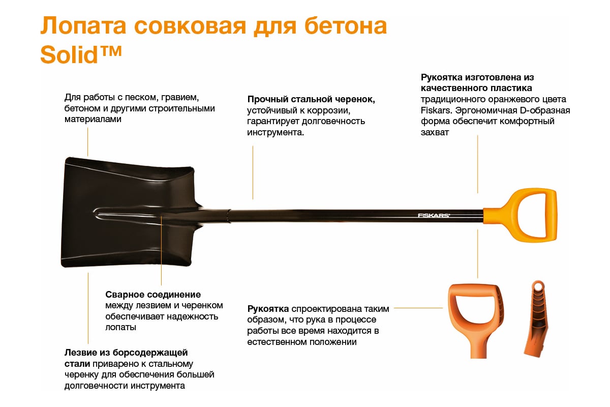 Совковая лопата для бетона FISKARS SolidTM 1026682