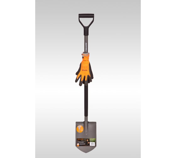 Садовая лопата штыковая Эргономик + перчатки Fiskars 1003460