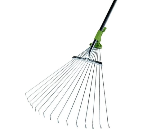 Регулируемые веерные грабли с рукояткой DON GAZON 15 оцинкованных зубов, 1240 мм 126-1240 54978