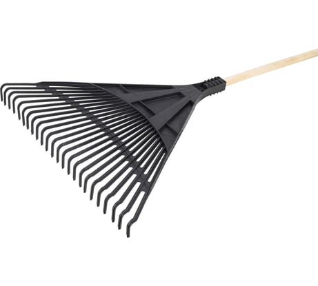 Пластиковые веерные грабли КЭС 610x1700 мм, 24 плоских зуба, деревянный черенок 21010032