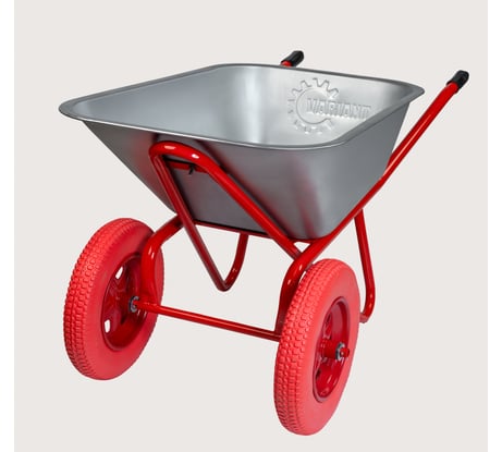 Строительная тачка Variant двухколесная, УСИЛЕННАЯ PU, 110 л, 2 колеса PU (ПОЛИУРЕТАНОВОЕ), 3.25/3.00-8. грузоподъемность 200 кг, корыто 0,8 мм. 12110Лт