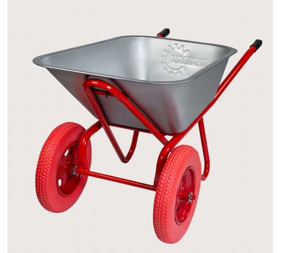 Строительная тачка Variant двухколесная, УСИЛЕННАЯ PU, 110 л, 2 колеса PU (ПОЛИУРЕТАНОВОЕ), 3.25/3.00-8. грузоподъемность 200 кг, корыто 0,8 мм. 12110Лт