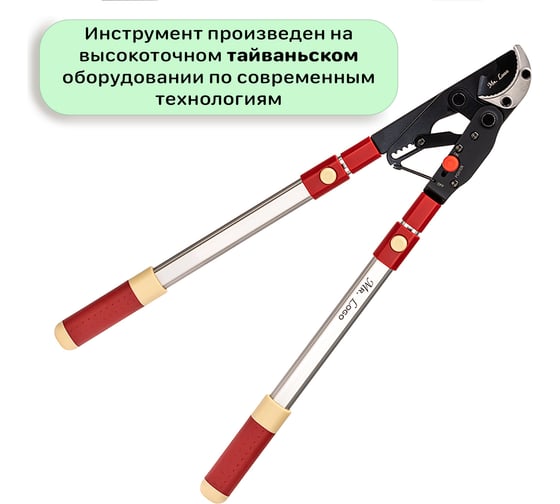 Садовый сучкорез двойного действия Mr.Logo храповый и классический механизм, телескопические ручки, для обрезки до 60 мм 4650