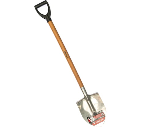 Штыковая лопата из нержавеющей стали, деревянный черенок, с рукояткой ЗУБР Мастер-НС 39447