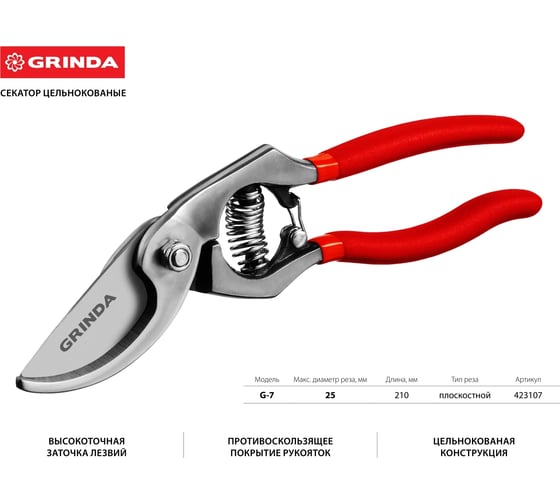Плоскостной секатор Grinda 423107