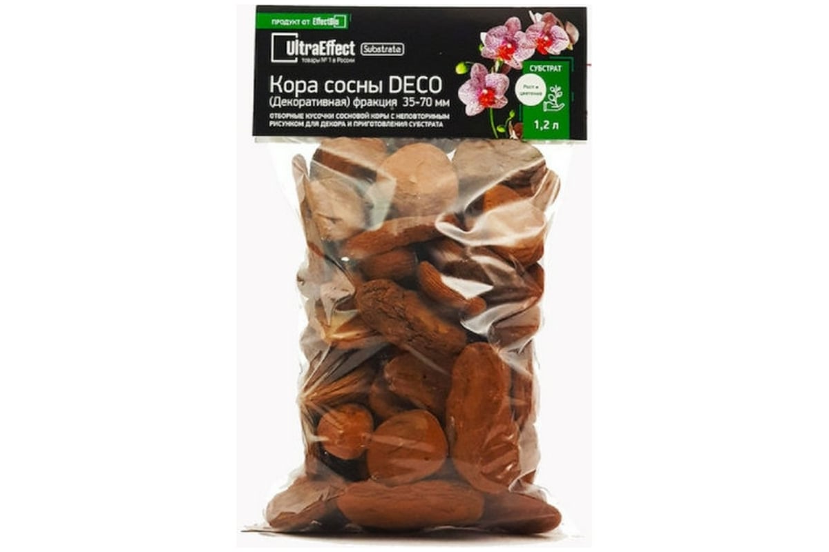 Субстрат кора сосны EffectBio Ultra Effect ProLine Deco 35-70 мм, 1.2 л ...