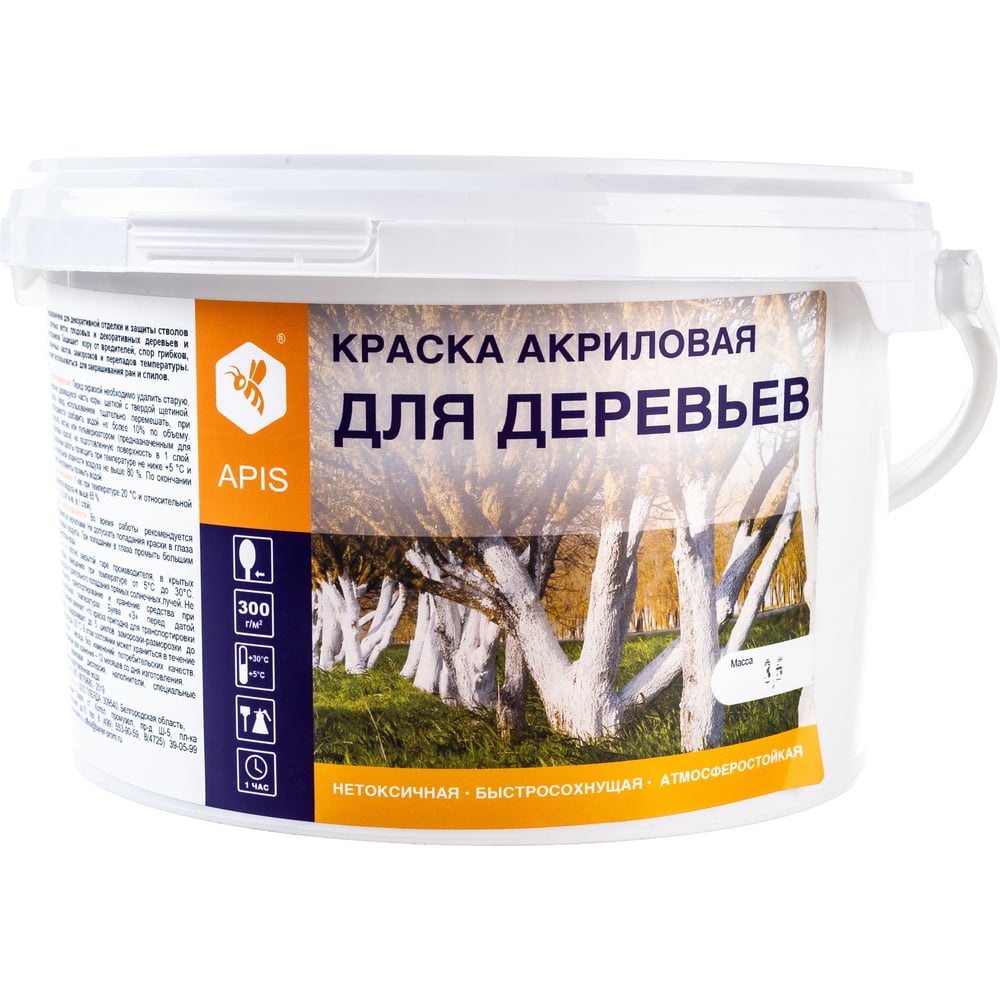 Акриловая краска для деревьев APIS белая, 3.5 кг 4665296515025 ...