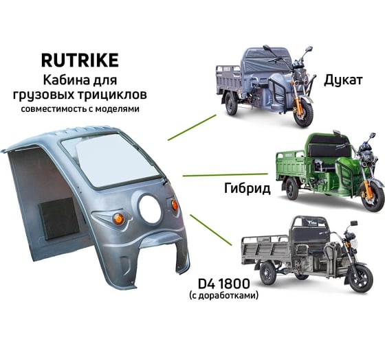 Кабина для грузового трицикла Rutrike Черный-2648 024172-2648