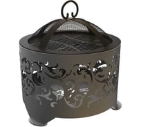 Костровая чаша с решеткой гриль и крышкой искрогасителем FIRE-HOUSE узор диаметр 50 с плоским дном Pd4-500узор