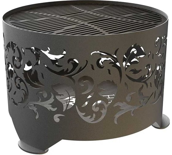 Костровая чаша с решеткой гриль FIRE-HOUSE узор диаметр 50 с плоским дном Pd5-500узор 1