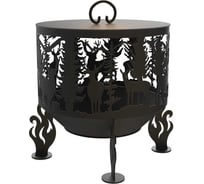 Костровая чаша с крышкой-пламегасителем FIRE-HOUSE олени диаметр 80 см Ch3-800олени