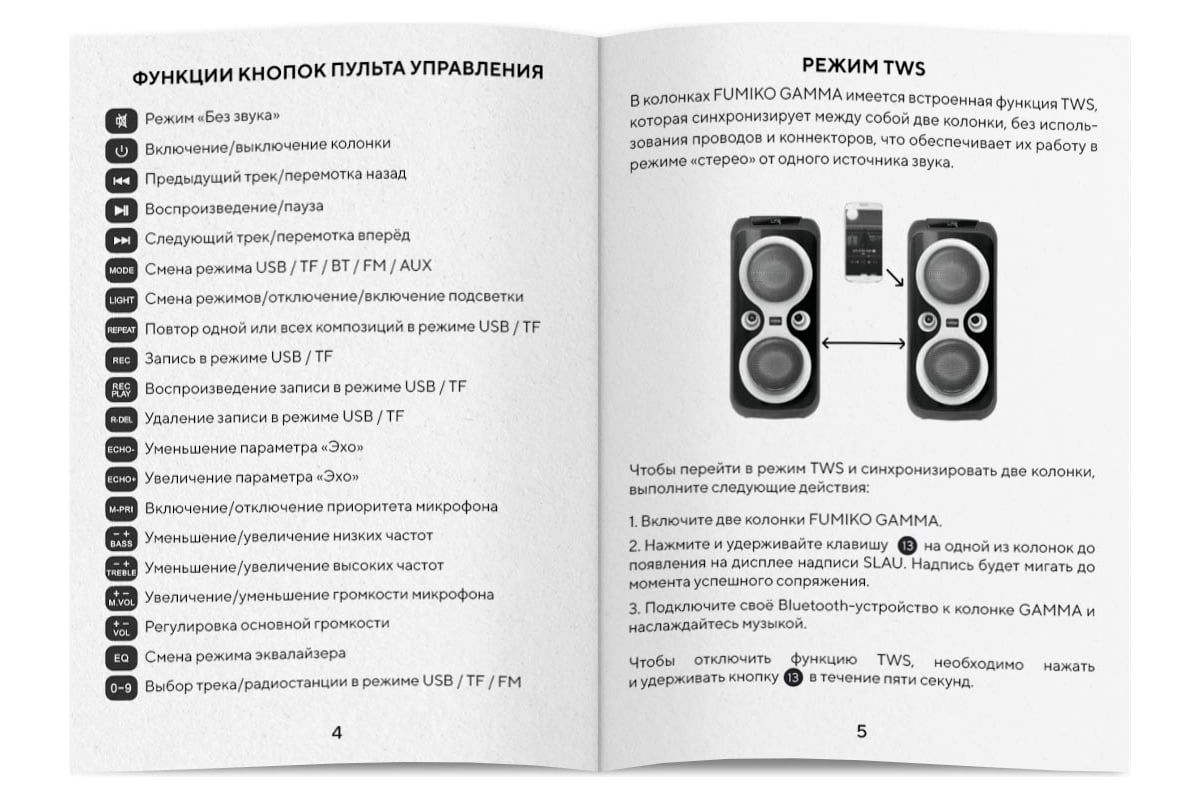 Портативная колонка FUMIKO GAMMA подсветка микрофон и пульт черная FBS44-01  - выгодная цена, отзывы, характеристики, фото - купить в Москве и РФ