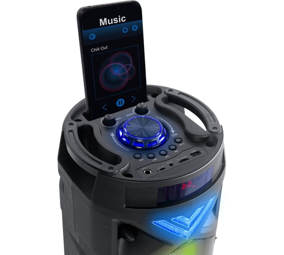 Портативная колонка FUMIKO TOWER подсветка микрофон черная FBS01-01