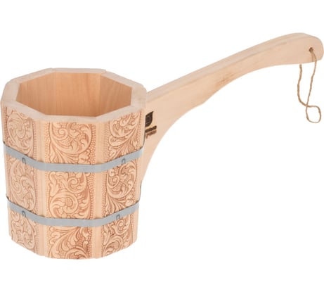 Бондарный ковш-черпак с орнаментом Цветы Банные Штучки 1.5 л 33426