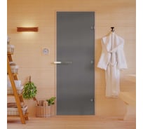 Дверь для бани DoorWood графит матовый. 2000x800 мм по коробке. правая (петли справа) DW-00015800