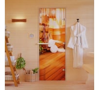 Дверь для бани DoorWood фотопечать рисунок а032 2000x800 мм. правая (петли справа) УТ-00014683