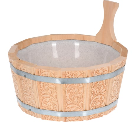 Ушат-шайка с пластиковой вставкой с орнаментом Банные Штучки Цветы 3.5 л 33428