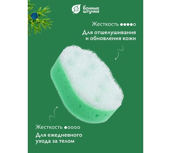 Мочалка из поролона c массажным слоем Банные Штучки 140х95х50 мм, овальная 32604