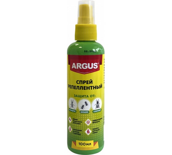 Лосьон-спрей от комаров ARGUS до 4 часов защиты 100 мл A-16