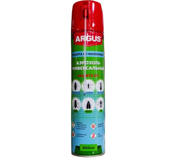 Аэрозоль ARGUS Дихлофос №1 от всех насекомых Универсальный Без запаха, с трубочкой 600 мл AR - 2066