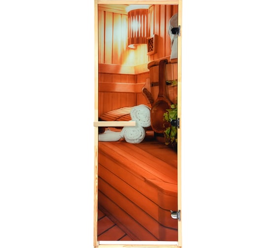 Дверь из стекла с фотопечатью Банные Штучки В бане 32672