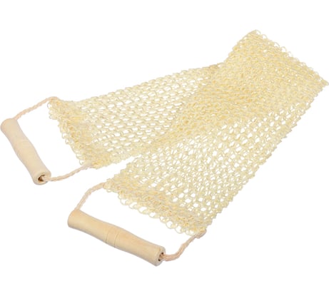 Мочалка из сизаля Банные Штучки лента с деревянными ручками, 56.5x11 см, 66.5x11 см с ручками 40057