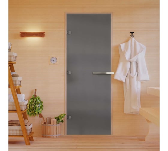 Дверь для бани DoorWood графит матовый. 2000x700 мм по коробке. левая (петли слева) DW-00015807 1