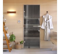 Дверь для бани DoorWood графит. 2000x800 мм по коробке. левая (петли слева) DW-00015815